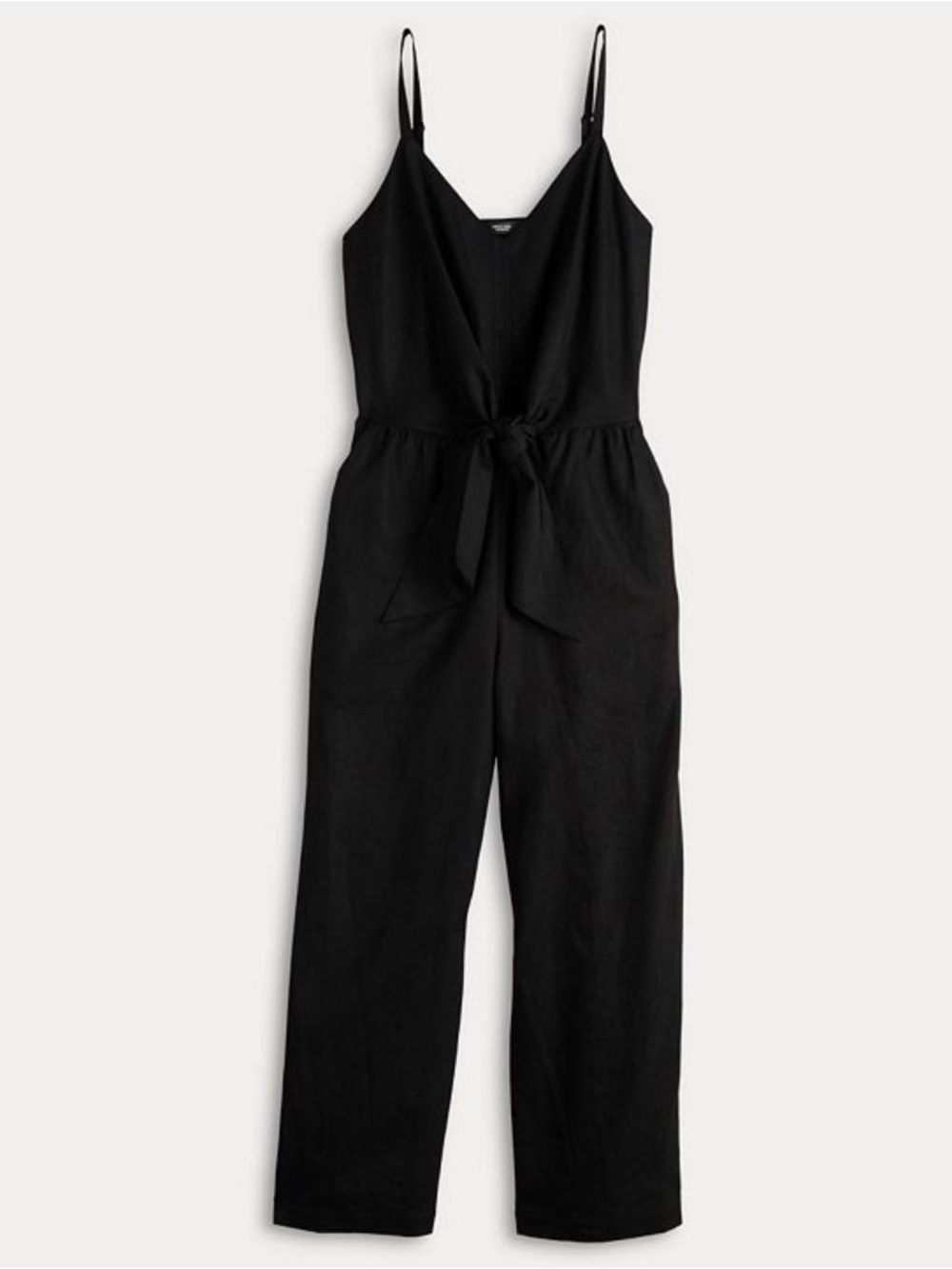 Black Sleeveless Tie-Waist Jumpsuit
